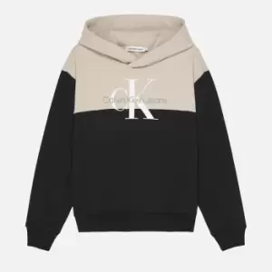 Image of Calvin Klein Boys' Colour Block Monogram Hoodie - CK Black - 12 Years