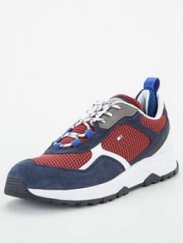 Image of Tommy Hilfiger Mixed Texture Panel Trainers - Desert Sky/Navy