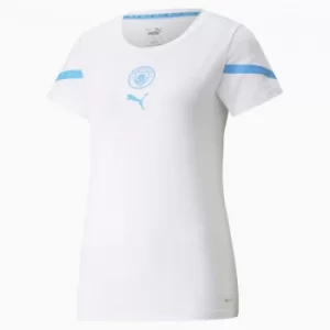 image of PUMA x First Mile Man City Prematch Womens Jersey, White/Light Blue, size Medium, Clothing