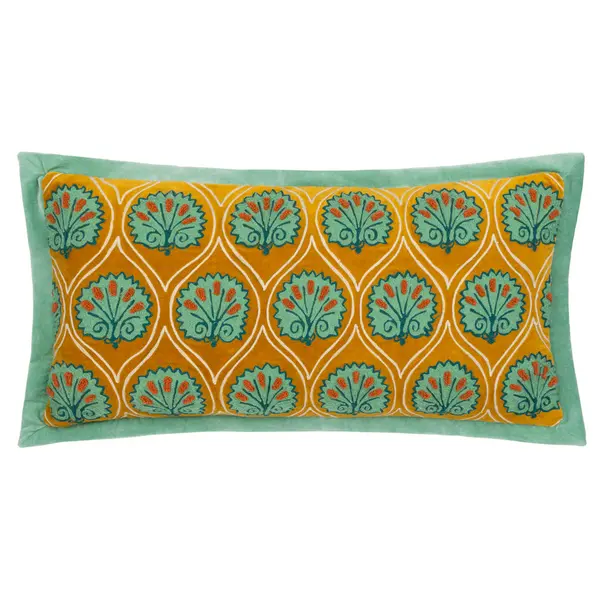 image of Casa Cushion Ochre/Marine, Ochre/Marine / 30 x 60cm / Polyester Filled