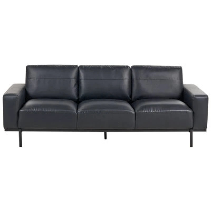 Image of Beliani Sofa 3 Seater Sovik Faux Leather Black
