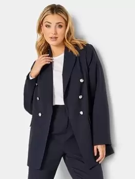 image of Yours Military Tailored Blazer Navy, Size 16, Women