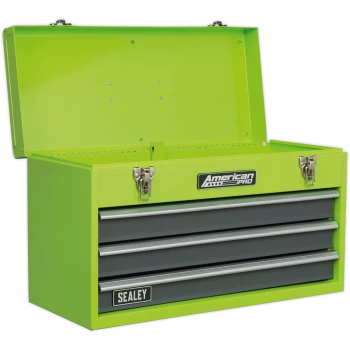 image of Sealey American Pro 3 Drawer Tool Chest Green / Grey