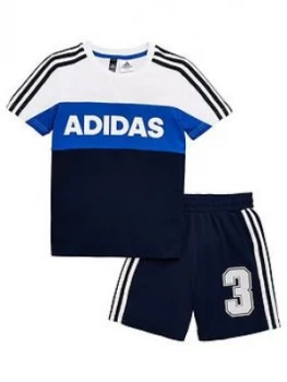 Image of Boys, adidas Short Sleeve Tracksuit - White, Size 9-10 Years