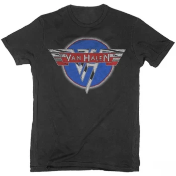 image of Van Halen - Chrome Logo Unisex Large T-Shirt - Black