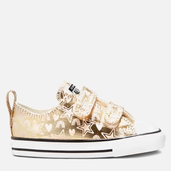 image of Converse Toddlers Chuck Taylor All Star 2V Trainers - Light Gold/White - UK 4 Baby