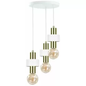 Image of Keter Unica Cluster Pendant Ceiling Light White, Gold, 35cm, 3x E27
