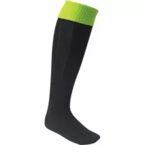 image of Carta Sport Boys Football Socks (3 UK-6 UK) (Black/Fluorescent Lime)