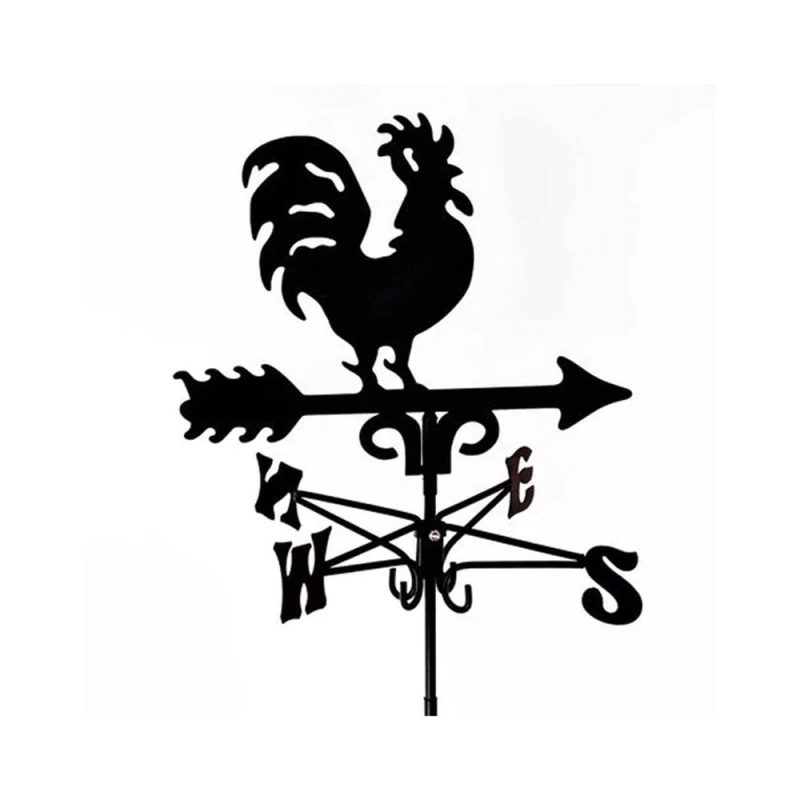 Image of Buttercup Farm Traditional Cockerel Weathervane - Steel - L39 x W39 x H93cm - Black Unisex