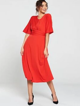 Image of Ted Baker Syrrina Cross Over Wrap Midi Dress, Bright Red, Size 1=8, Women