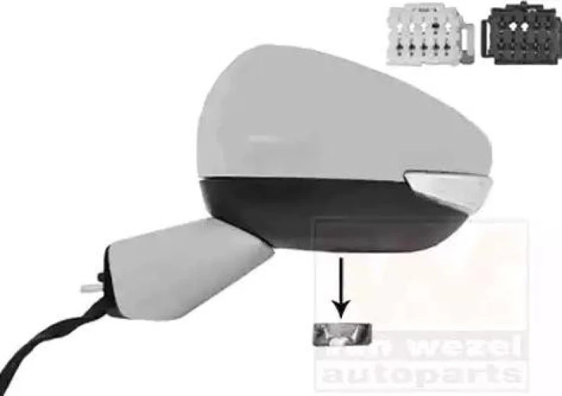 Image of VAN WEZEL 0979817 Wing mirror * HAGUS * Left, with memory, partially primed Outside Mirror (50)