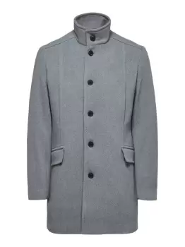 Image of SELECTED Single Breasted Wool - Coat Men Grey