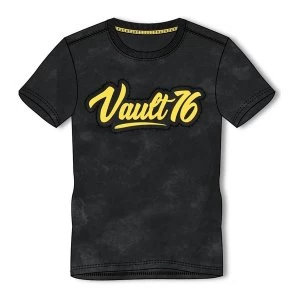 image of Fallout - Vault 76 Logo Oil Washed Mens Large T-Shirt - Black