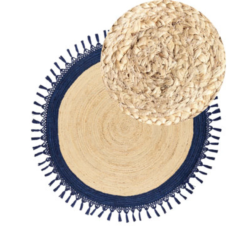 Image of Beliani Rug Marts Dark Blue 140 Cm Jute