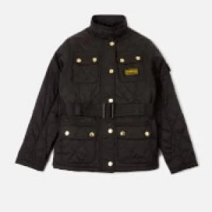 Image of Barbour Girl's Flyweight International Quilted Jacket - Black/Cameo Pink - M