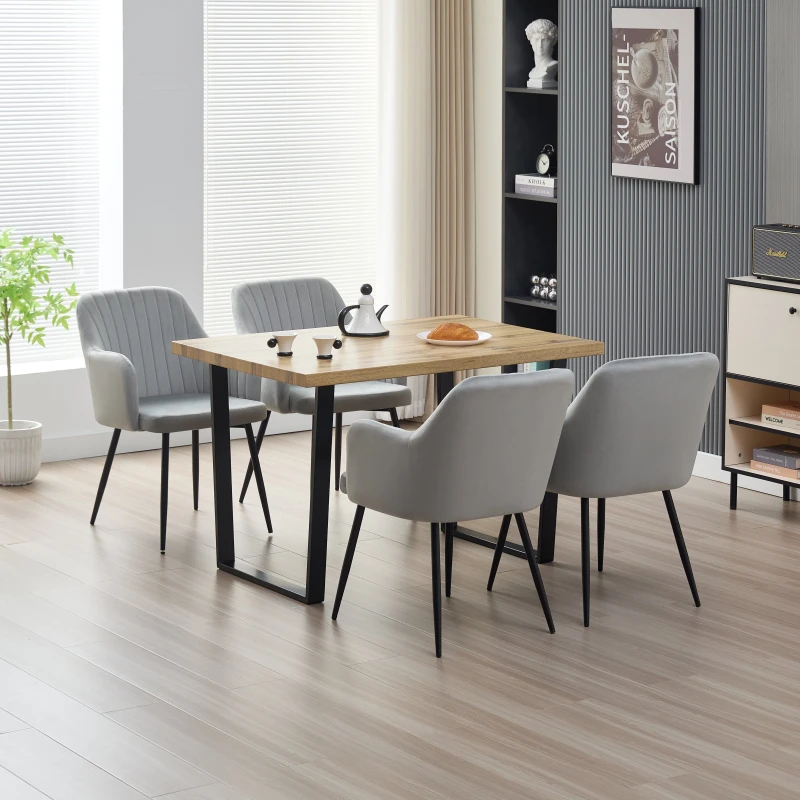 Image of Outdoor Living Colorado Dining Table with 4 Grey Charlotte Velvet Chairs Grey Unisex