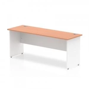 image of Trexus Desk Rectangle Panel End 1800x600mm Beech Top White Panels Ref