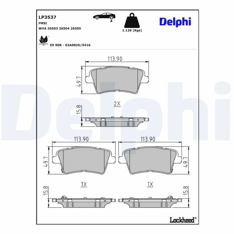 Image of DELPHI Brake pad set DELPHI LP3537