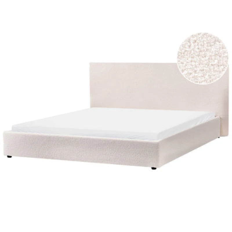 Image of Beliani Bed Boucle Lavaur 180 X 200 Cm (Eu Super King) Off-White