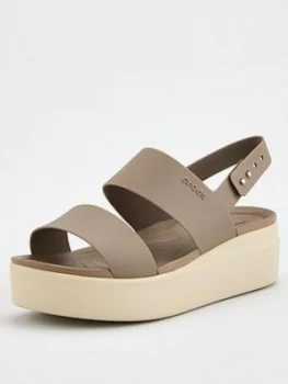 image of Crocs Brooklyn Low Wedge Sandal - Mushroom, Mushroom, Size 3, Women