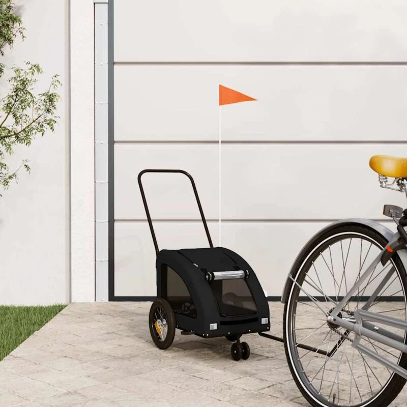 Image of VIDAXL Pet Bike Trailer Black Oxford Fabric and Iron Vidaxl 8720845770600