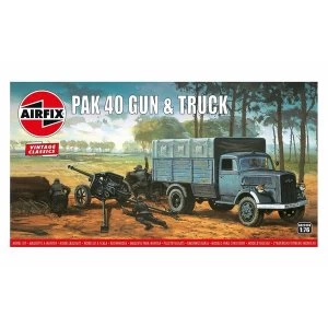 image of Pak 40 Gun & Track 1:76 Vintage Classic Military Air Fix Model Kit