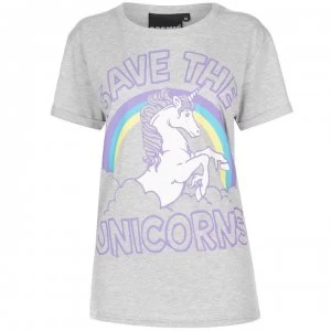 image of Cosmic Printed T Shirt Ladies - Save Unicorns