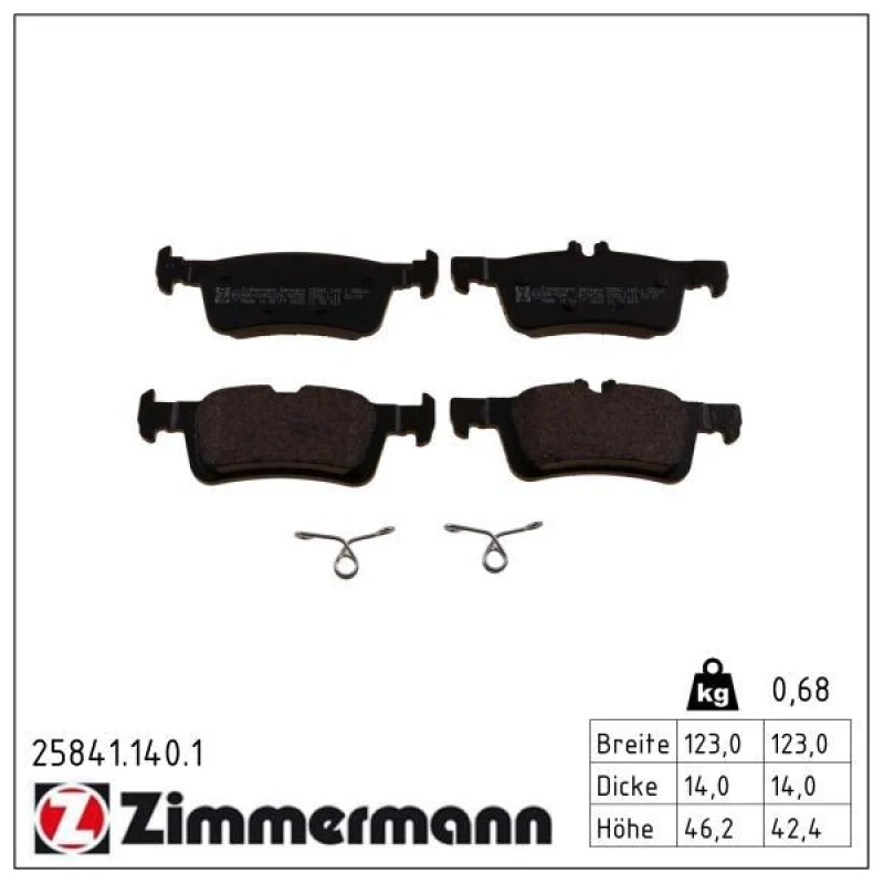 Image of ZIMMERMANN Brake pad set ZIMMERMANN 25841.140.1