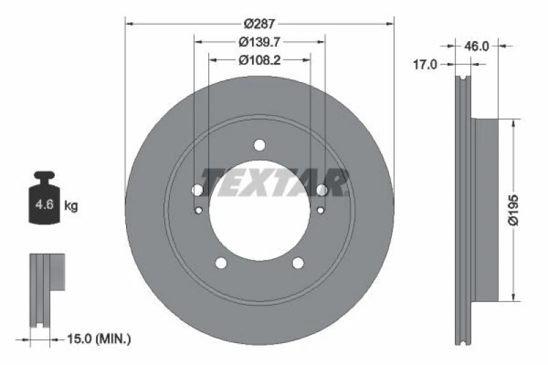 Image of Brake disc TEXTAR 92314103