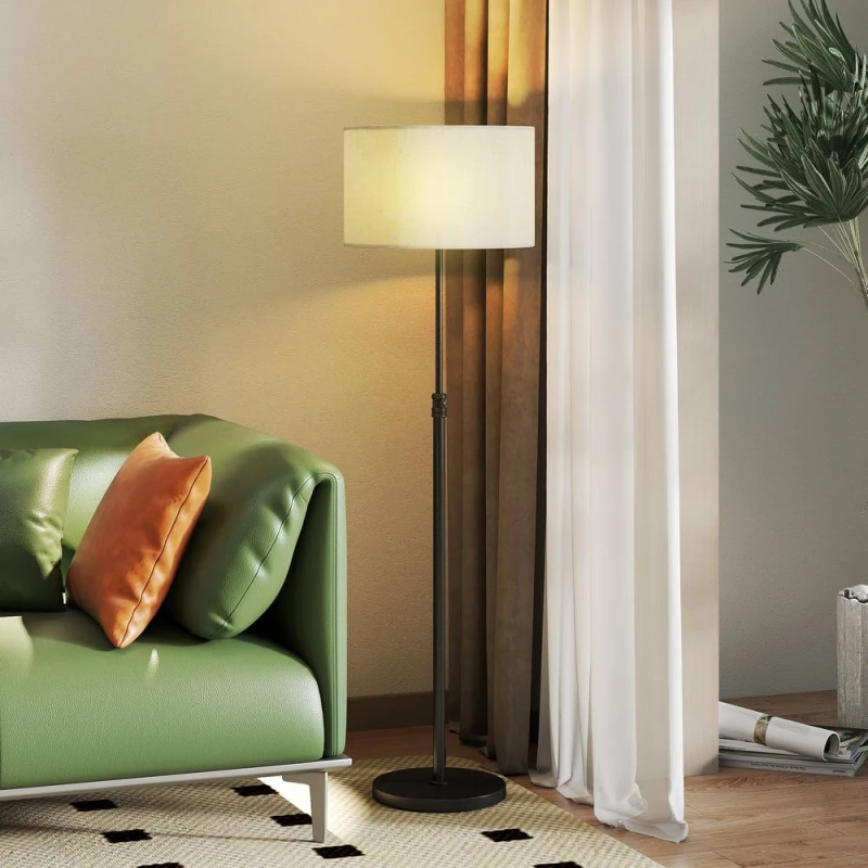 Image of HOMCOM HOMCOM Floor Lamp with Remote and Foot Switch, Standing Lamp with Linen Shade in Black One Size Unisex 5063603790018