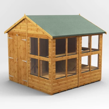 Image of 8x8 Power Apex Potting Shed Double Doors - Brown