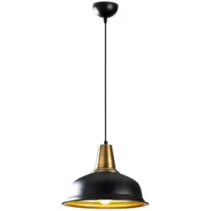 image of Cristal Model 27 Deco Black Dome Pendant Lamp Golden Interior