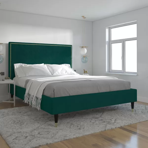 Cosmo Audrey Velvet Bed Velvet Green