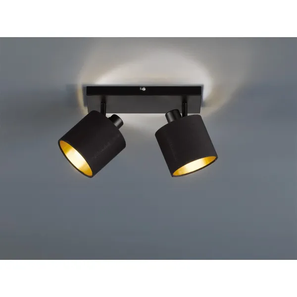 image of Tommy Modern 2 Light Twin Ceiling Spotlight Black Matt