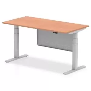 Image of Air 1600 x 800mm Height Adjustable Desk Beech Top Silver Leg With