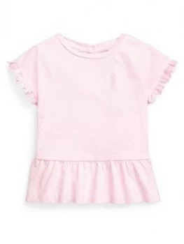 Image of Ralph Lauren Baby Girls Peplum Hem T-Shirt - Pink, Size 12 Months