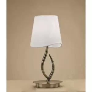 Image of Table Lamp Ninette 1 Bulb E14 Small, antique brass with ivory white lampshade
