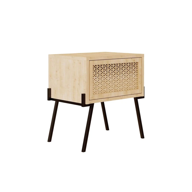 Image of FWStyle FWStyle Oak Effect 1 Door Bedside Chest Push To Open in Brown Brown One Size Unisex 5056413131508