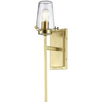 Image of Alton 1 Light Wall Light, Brushed Brass, IP44, E27 - Elstead