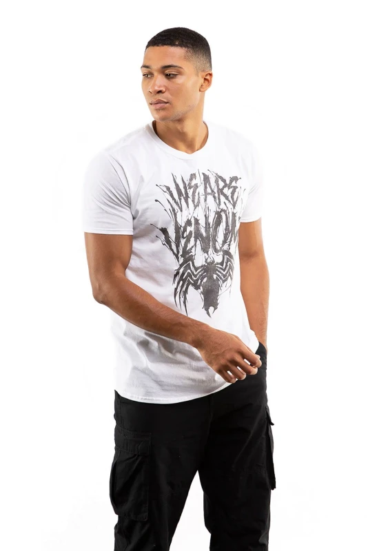 Image of Marvel Marvel Men We Are Venom Cotton Mens T-Shirt White Size: large White L Male 5052777683943