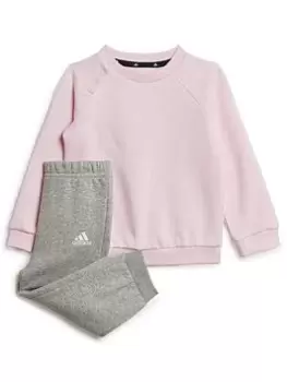 Image of adidas Favourites Toddler Girls Big Logo Crew & Jogger Set - Light Pink, Size 18-24 Months, Women