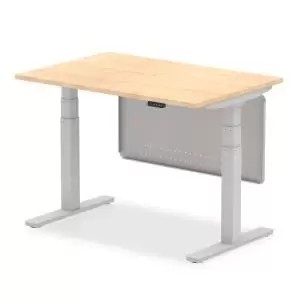 Image of Air 1200 x 800mm Height Adjustable Desk Maple Top Silver Leg With