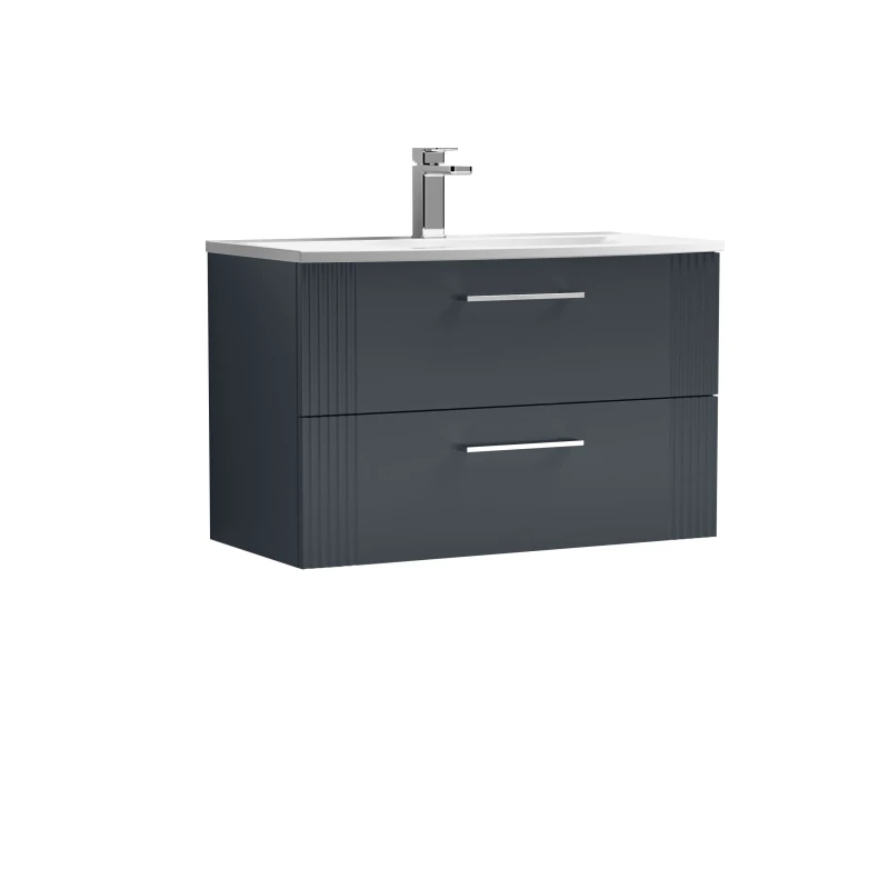 Image of Balterley 2 Drawer Wall Hung Vanity Unit with Curved Basin Soft Black 800mm Black