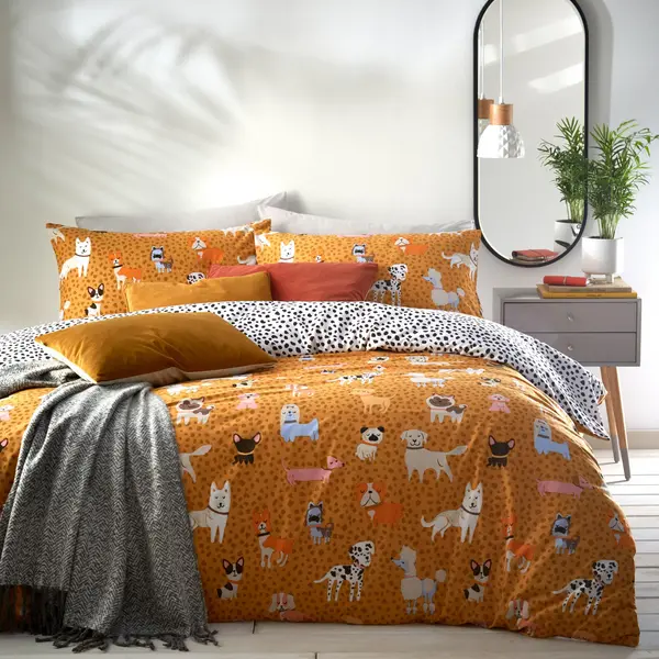 Image of Furn Woofers Reversible Dogs Duvet Cover Set Yellow
