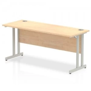 image of Impulse 1600/600 Rectangle Silver Cantilever Leg Desk Maple