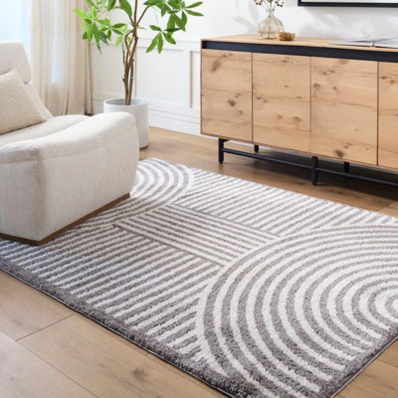 Image of Livabliss Machine Washable Modern Shaggy Charcoal Pauline Area Rug 200 X 275cm - Easy Care, Non Shedding, Ideal For Living Room & Bedroom