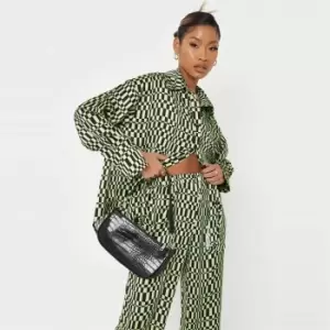 image of Missguided Wave Print Satin Shirt Co-Ord - Multi