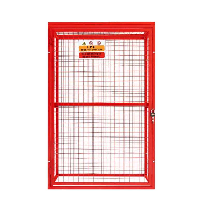 Image of Monstershop Gas Bottle Cage 181 x 116 x 57cm Collapsible Red Mesh Lockable Red
