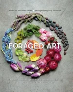 Image of foraged art creating projects using blooms branches leaves stones and other