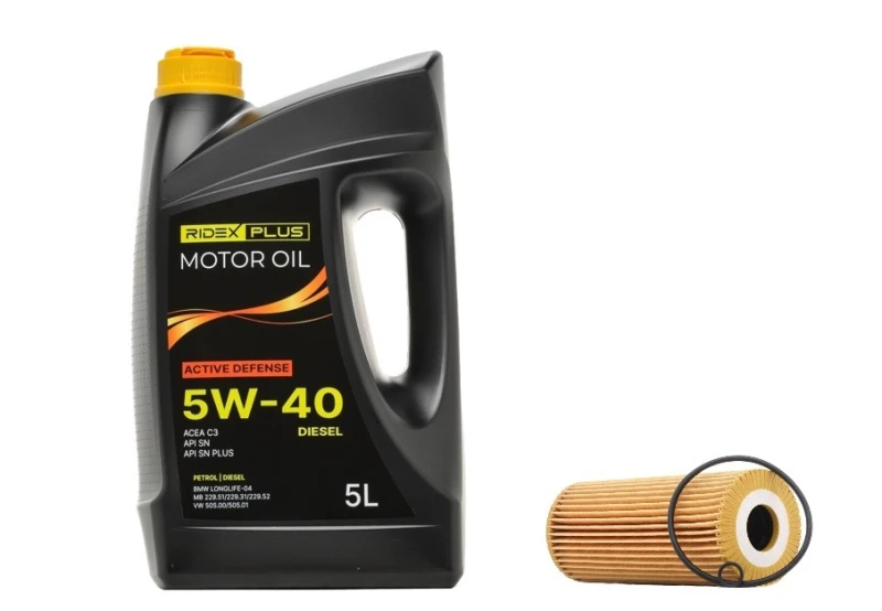 Image of RIDEX PLUS 100908O0078P Oil change kit (oil filter + engine oil) Oil change kit (oil filter + engine oil) (100908)